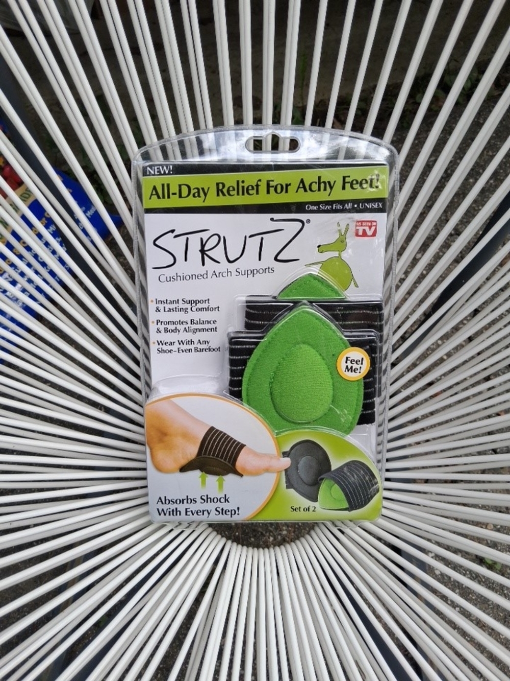 Strutz Cushioned Arch Support 1 pack of 2 Green/Black As Seen On TV NIB